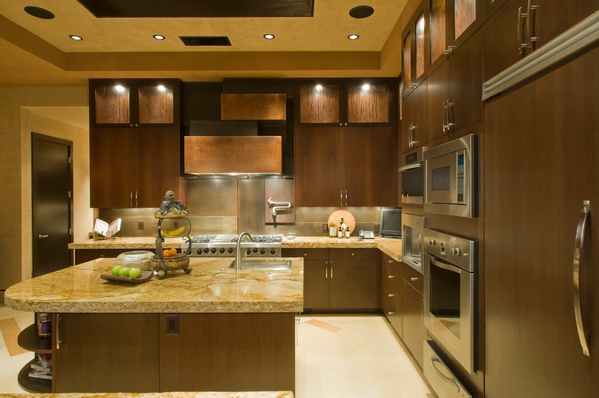 Custom kitchen remodel with granite island in Aventura, FL