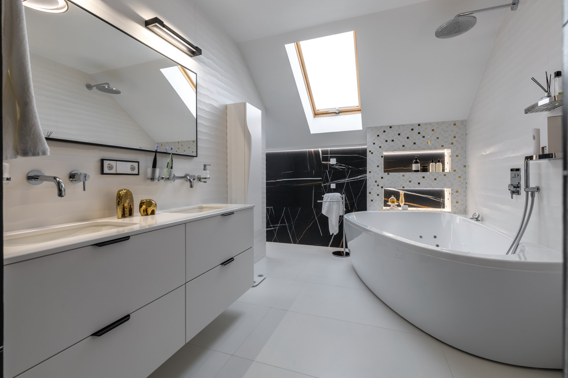 Luxury master bathroom with freestanding soaking tub in Bal Harbour, FL