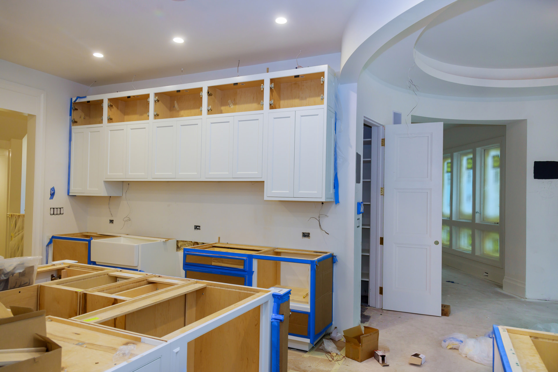 Custom cabinet installation during a kitchen remodel in Coral Gables, FL