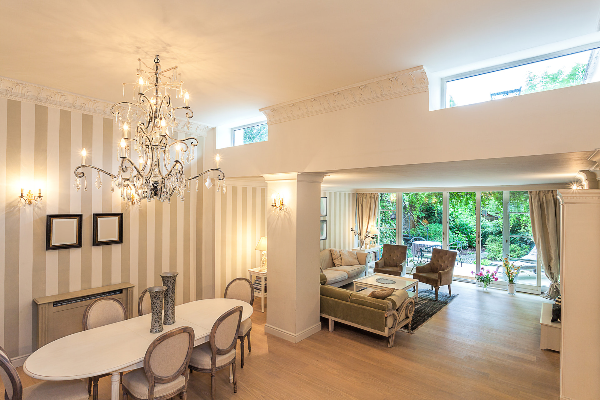 Open-concept dining and living room renovation in Aventura, FL