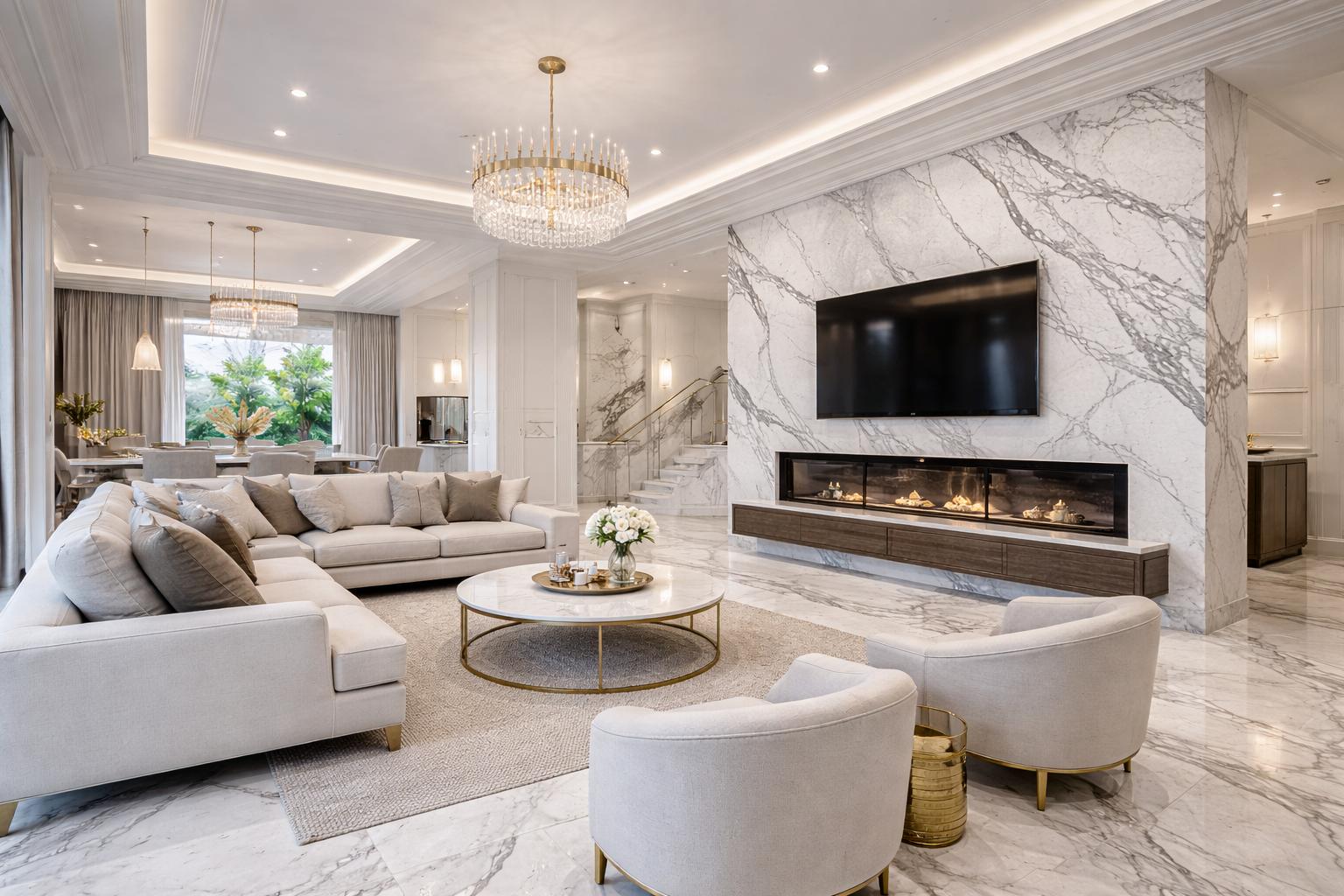 Luxury living room interior design by South Florida Home Remodeling