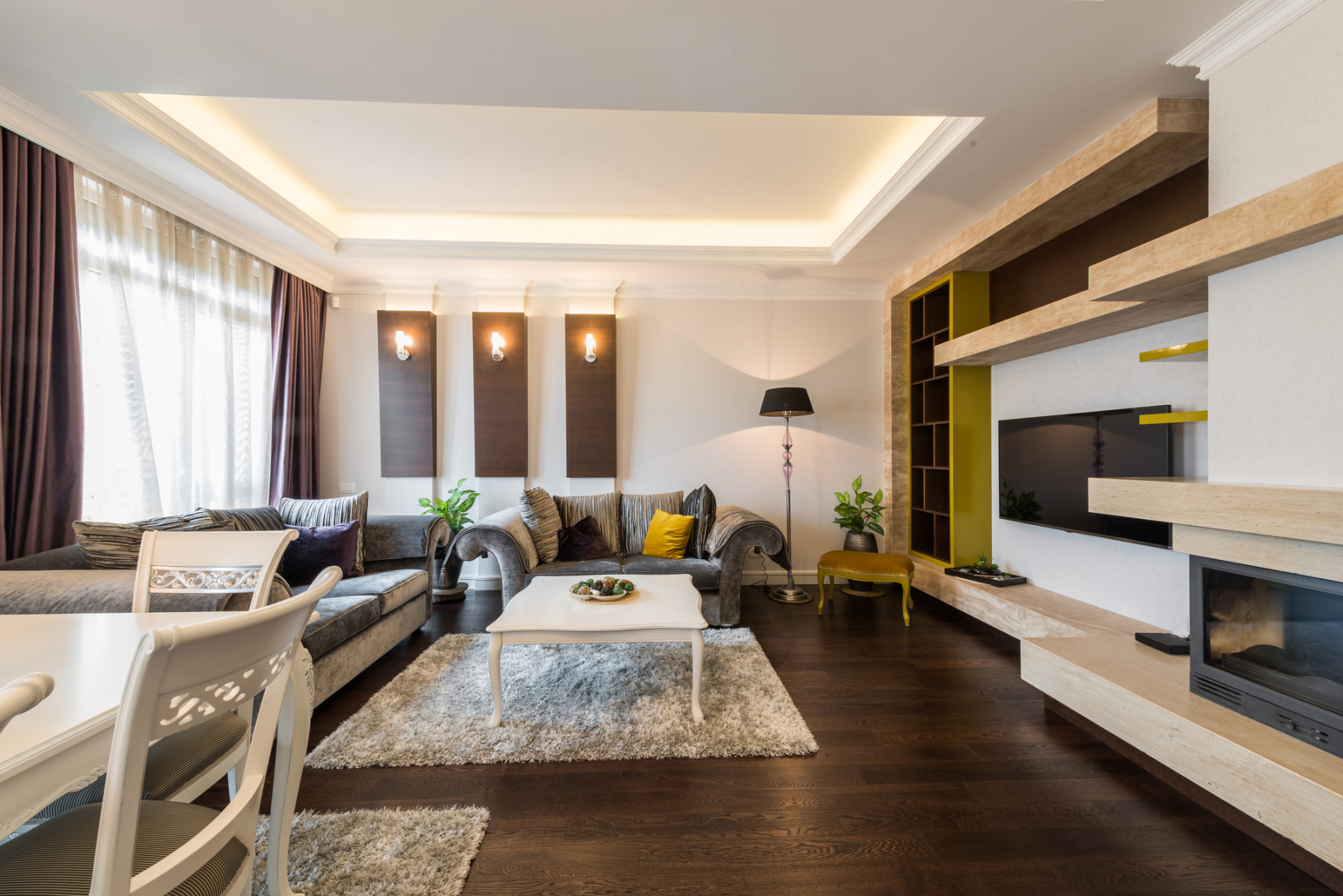 Custom living room millwork and fireplace renovation in Las Olas, FL